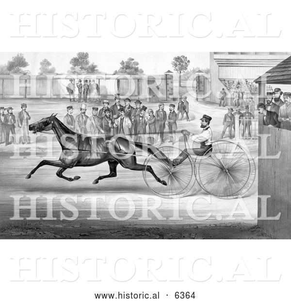 Historical Illustration of a Trotting Horse, John Stewart, on His Twentieth Mile, September 22nd 1868 - Black and White