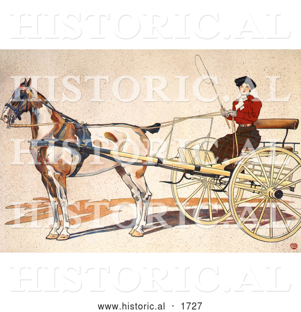 Historical Illustration of a Woman Riding in a Coach