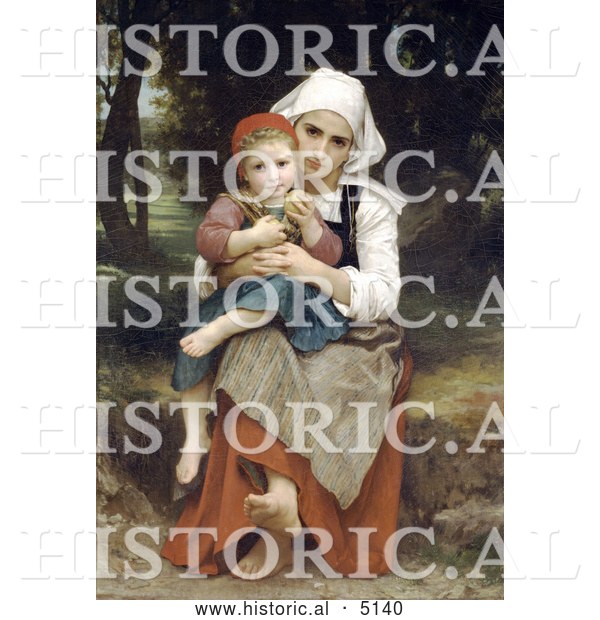 Historical Illustration of Breton Brother and Sister by William-Adolphe Bouguereau