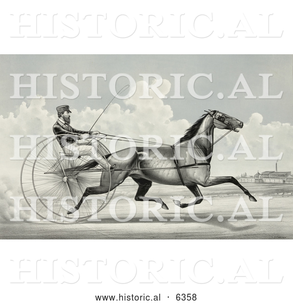 Historical Illustration of C. Champlin Driving the Trotting Horse Named George Palmer