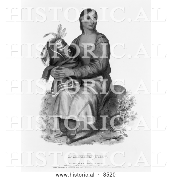 Historical Illustration of Chippeway Widow - Black and White Version