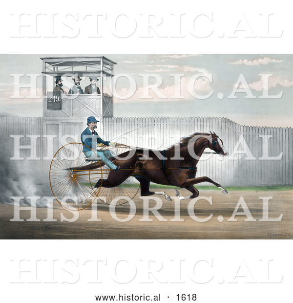 Historical Illustration of Dan Mace Racing and Driving Trotting Horse Judge Fullerton