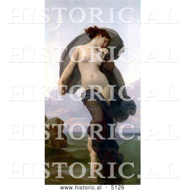 Historical Illustration of Evening Mood or Humeur Nocturne by William-Adolphe Bouguereau