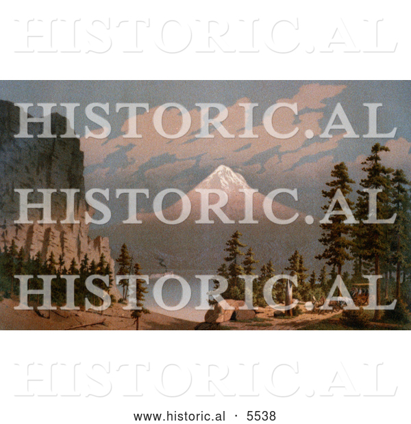 Historical Illustration of Mount Hood