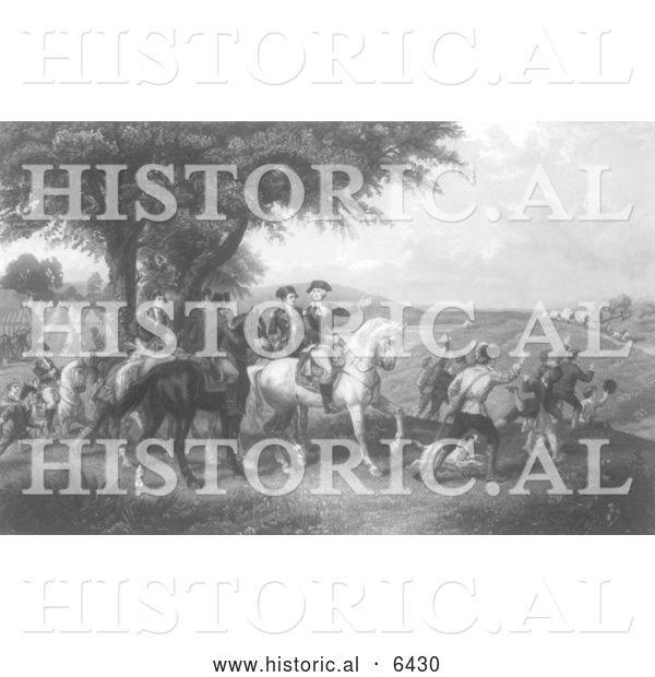 Historical Illustration of Provision Train - American History - Black and White