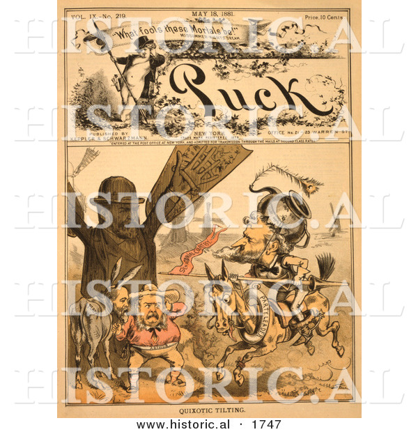 Historical Illustration of "Quixotic Tilting," Puck, May 18th, 1881 - Carl Elder Von Stur