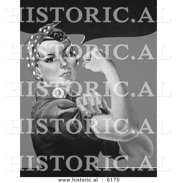 Historical Illustration of Rosie the Riveter - Black and White Version Without Text