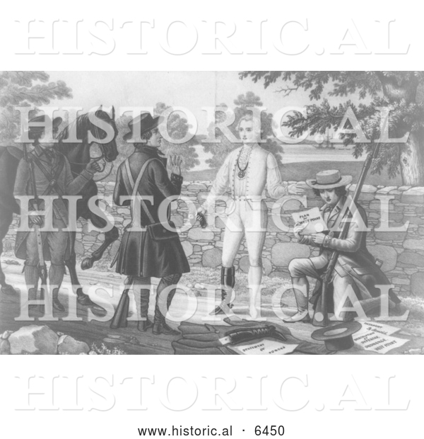 Historical Illustration of the Capture of John Andre 1780 - Black and White