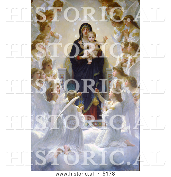 Historical Illustration of the Virgin with Angels by William-Adolphe Bouguereau