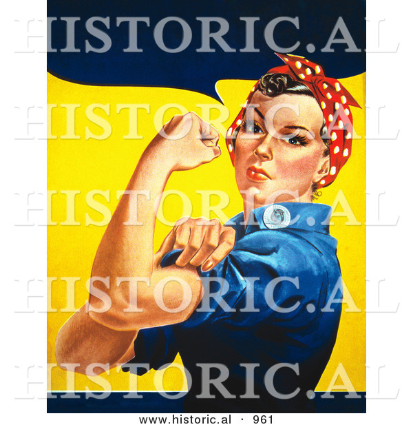 Historical Illustration of We Can Do It! Rosie the Riveter Facing Left Without Text