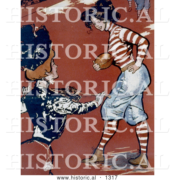 Historical Illustration of Young Women Playing Football - 1901