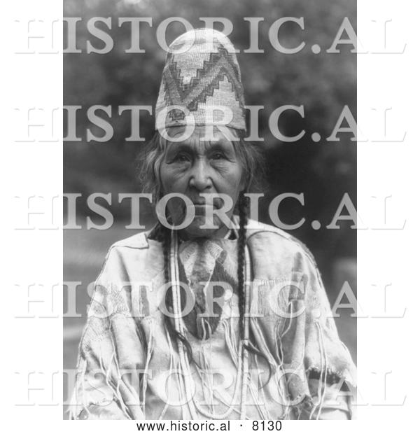 Historical Image of a Cayuse Native American Indian Woman 1910 - Black and White