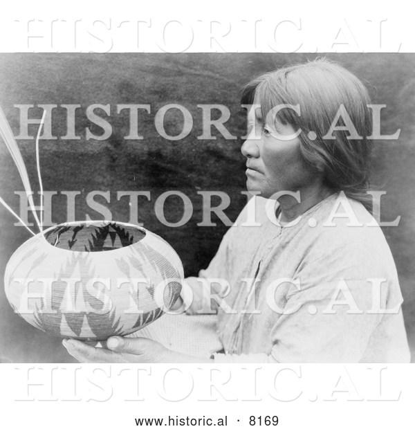 Historical Image of a Native American Indian Lake Mono Basket Maker 1924 - Black and White