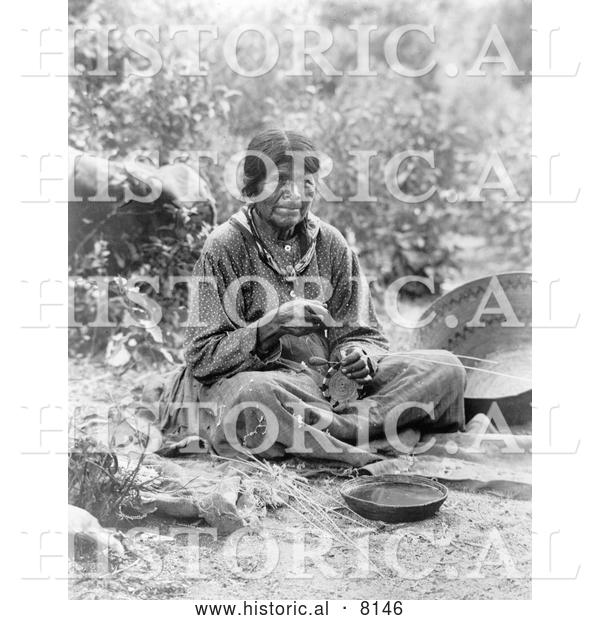 Historical Image of a Native American Indian Paiute Basket Maker 1902 - Black and White