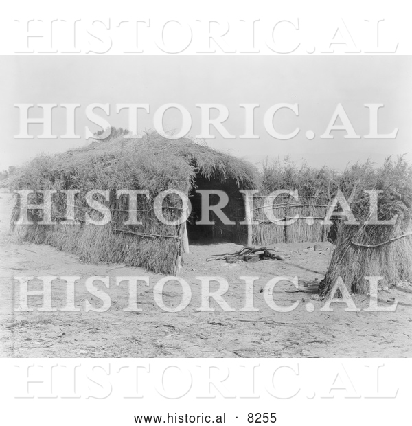 Historical Image of Cahuilla Dwelling 1924 - Black and White Version