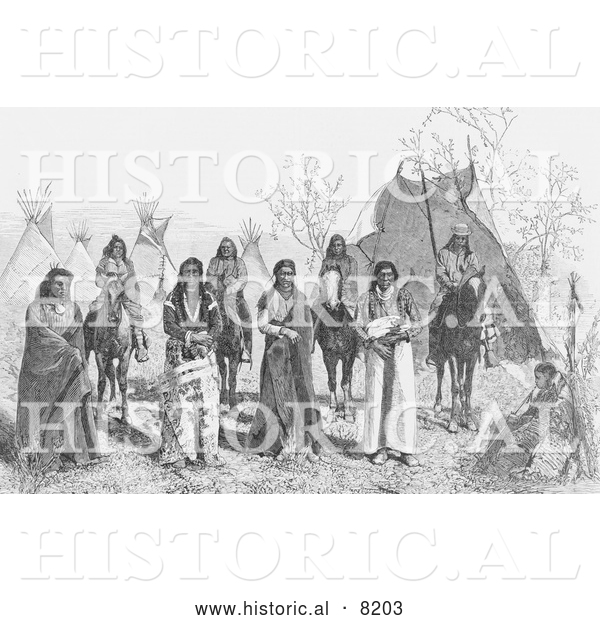 Historical Image of Group of Bannock Indians 1878 - Black and White