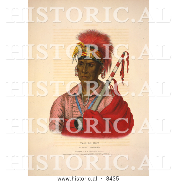 Historical Image of Ioway Native American Warrior, Tah-Ro-Hon