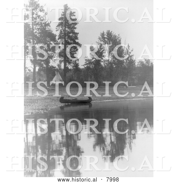 Historical Image of Kootenai Indian Camp 1910 - Black and White