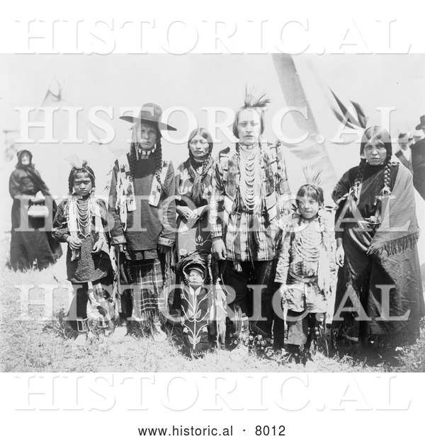 Historical Image of Kootenai Indian Natives 1907 - Black and White