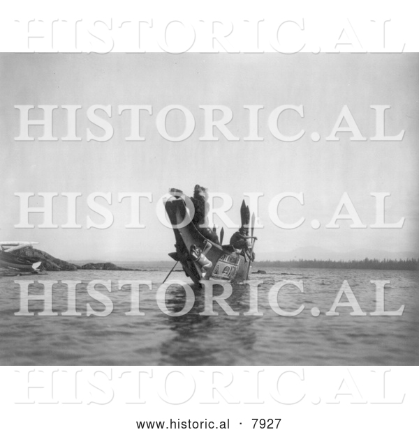 Historical Image of Kwakiutl Wedding Canoe 1914 - Black and White