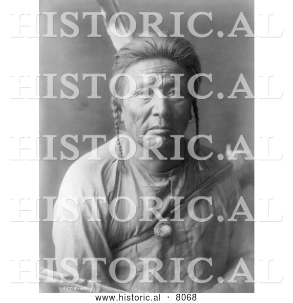 Historical Image of Native American Indian Apsaroke Man 1908 - Black and White