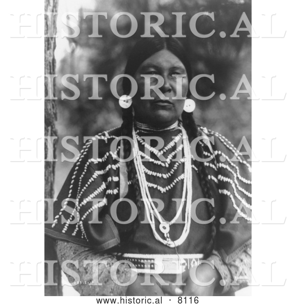 Historical Image of Native American Indian Cayuse Woman 1910 - Black and White