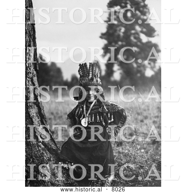 Historical Image of Native American Salish Indian Boy 1910 - Black and White