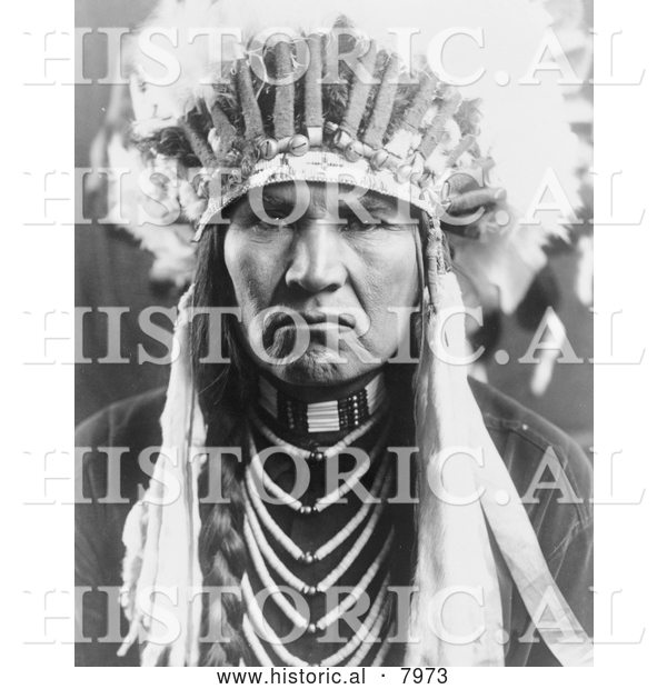 Historical Image of Nez Perce Man, a Native American Indian 1910 - Black and White