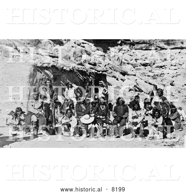 Historical Image of Paiute Indian Group - Black and White