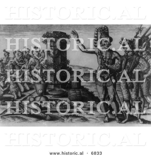 Historical Image of Rene De Laudonniere and the Florida Indians