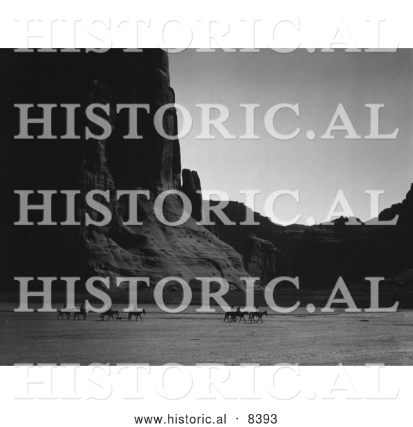 Historical Image of Riding Through Canyon De Chelly 1904 - Black and White Version Riding Through Canyon De Chelly 1904 - Black and White Version