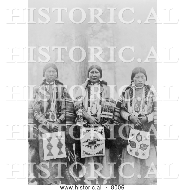 Historical Image of Three Wasco Native American Indian Women 1902 - Black and White