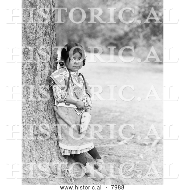 Historical Image of Umatilla Native American Indian Girl 1910 - Black and White