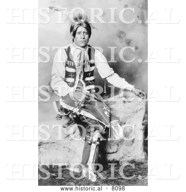 Historical Image of Ute Bridgroom, a Native American Indian 1906 - Black and White