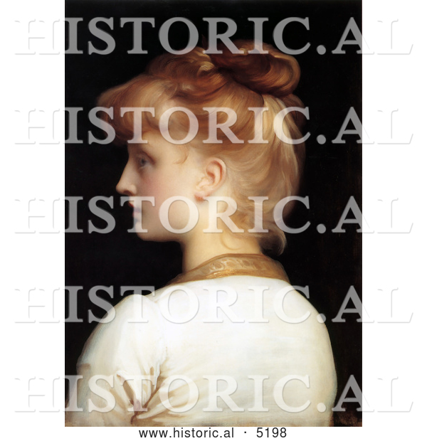 Historical Painting of a Red Haired Girl from Behind, Looking Left by Frederic Lord Leighton
