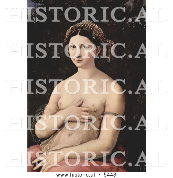 Historical Painting of a Woman Named Margherita Posing with One Hand on Her Breast, La Fornarina, by Raphael