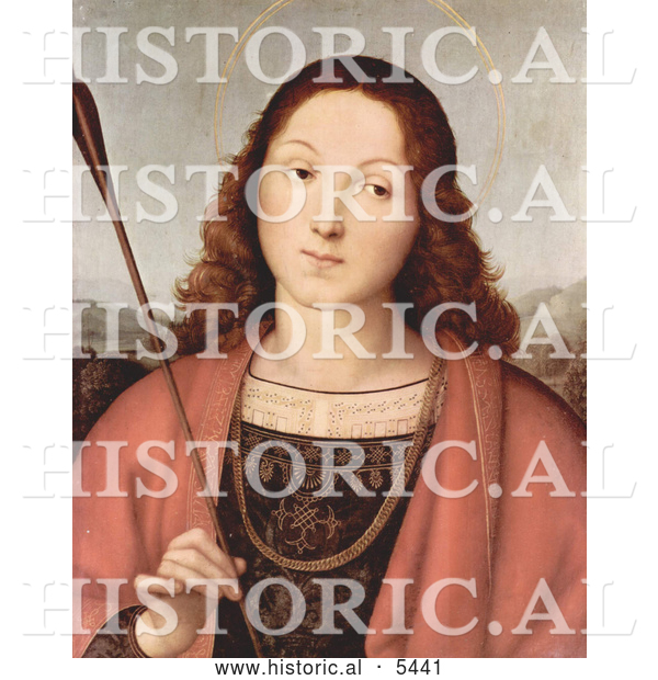 Historical Painting of St. Sebastian Holding an Arrow by Raphael
