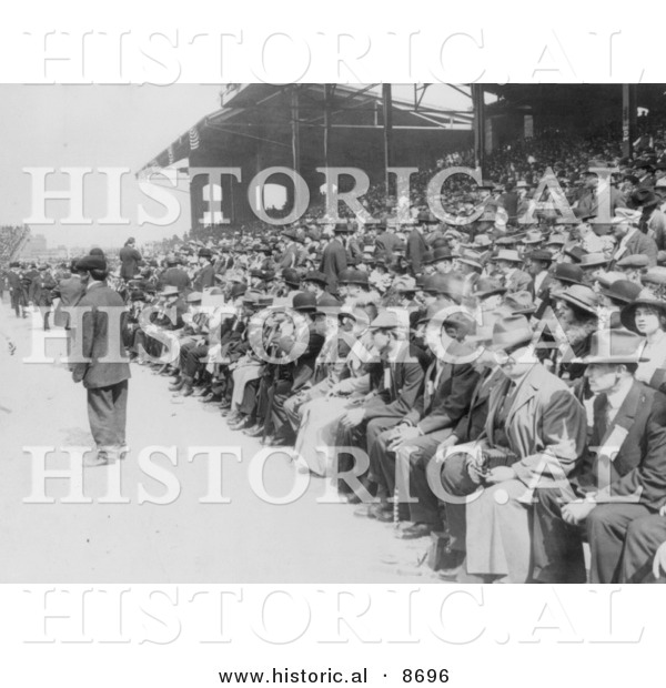 Historical Photo of a Crowd of Baseball Fans in the Stadium on Chicago Day at White - Black and White Version