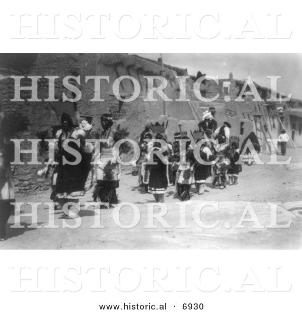 Historical Photo of Acoma Indian Fiesta of San Estevan - Black and White Version