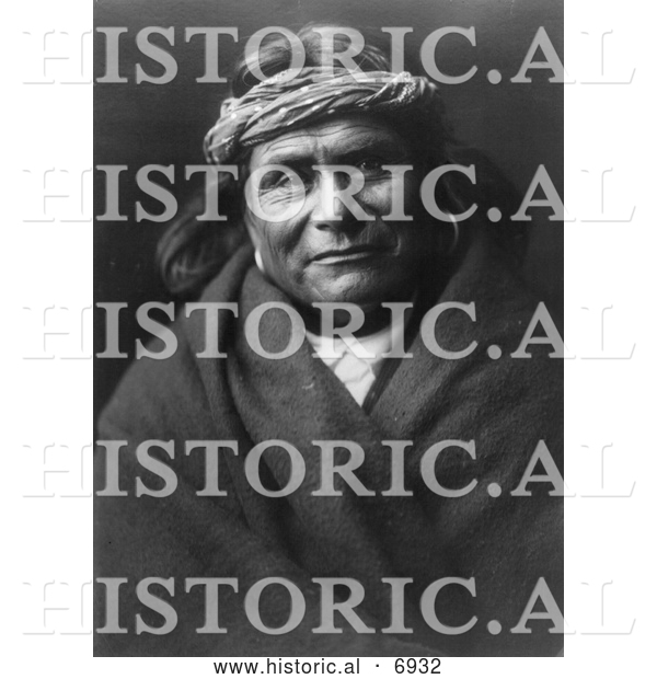 Historical Photo of Acoma Indian Man Wearing Headband 1904 - Black and White