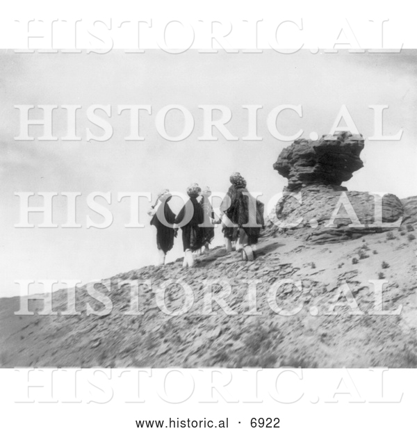 Historical Photo of Acoma Indians Carrying Water 1905 - Black and White