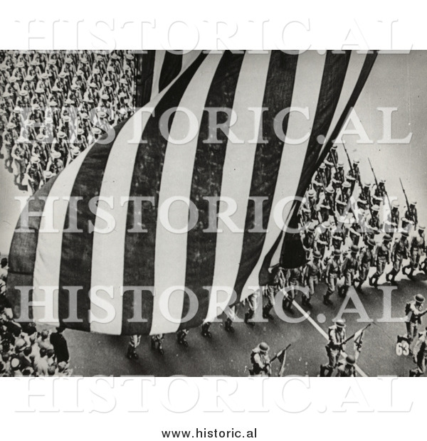 Historical Photo of American Military Parade - Independence Day - Black and White