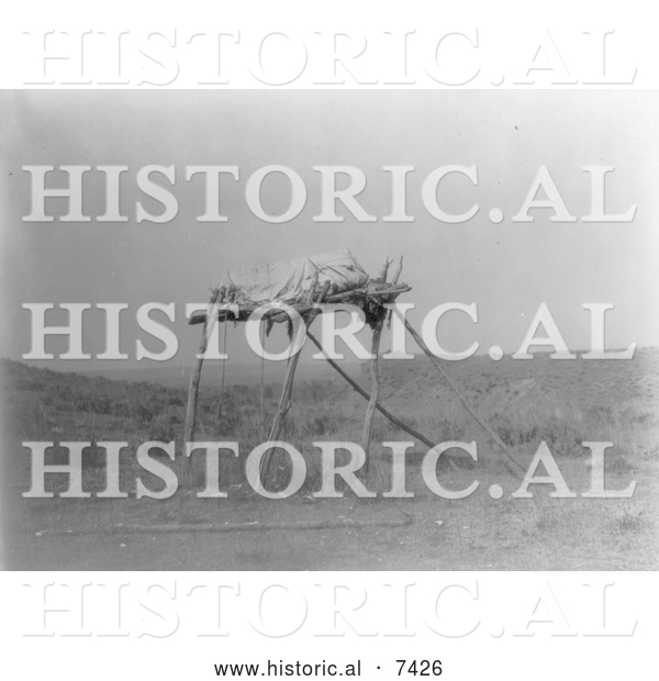 Historical Photo of Apsaroke Indian Burial Platform 1908 - Black and White
