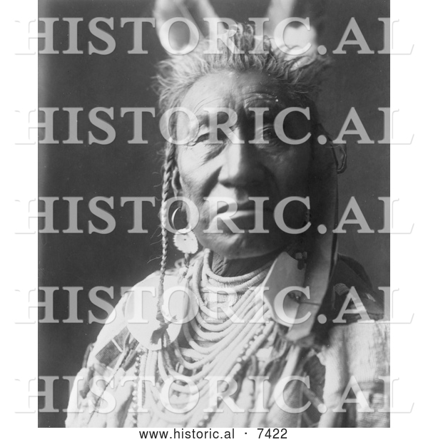 Historical Photo of Apsaroke Indian Called Fish Shows 1908 - Black and White
