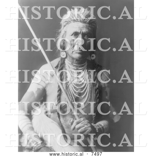 Historical Photo of Apsaroke Indian Man Named Wolf 1908 - Black and White