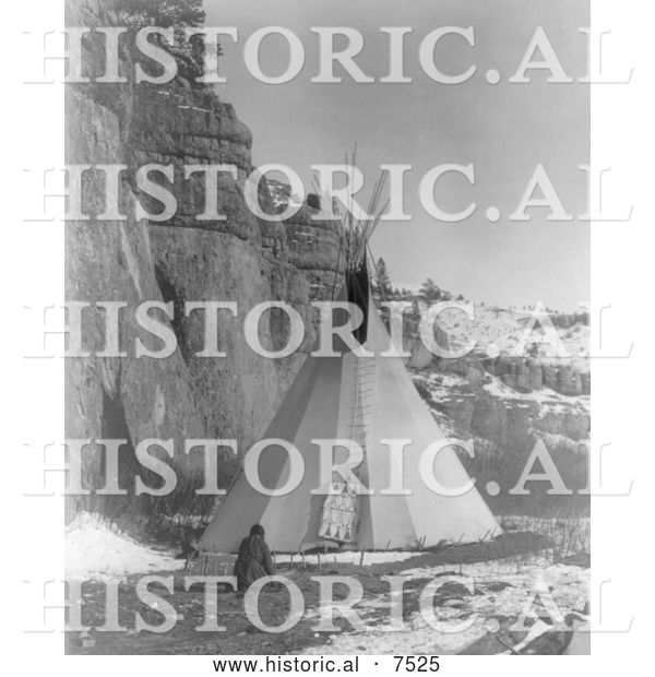 Historical Photo of Apsaroke Indian Stretching Hide 1908 - Black and White