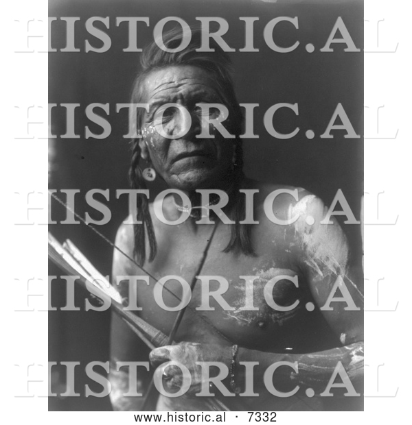 Historical Photo of Apsaroke Native American Man by the Name of Two Leggings 1908 - Black and White