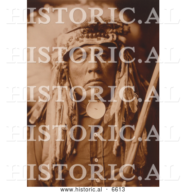 Historical Photo of Apsaroke Native American Man Called Curley 1905 - Sepia