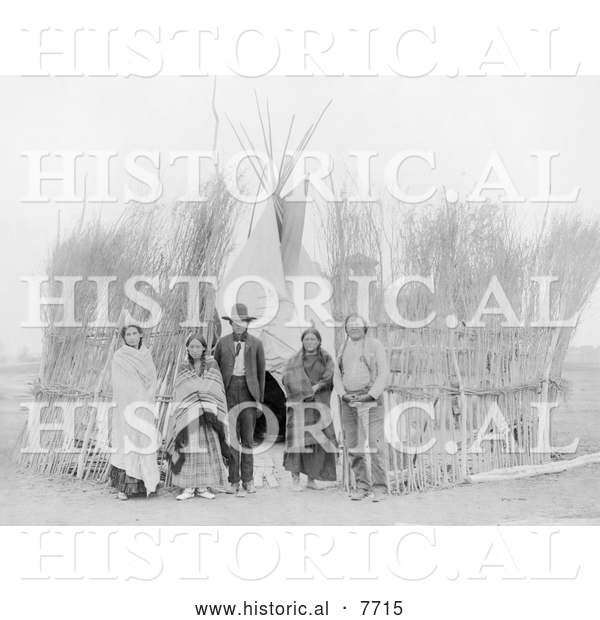 Historical Photo of Arappaho Indians by Tipi 1904 - Black and White