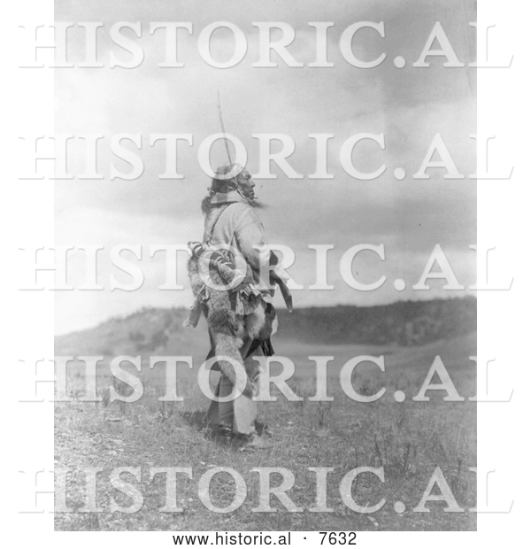 Historical Photo of Atsina Man Holding Rifle 1908 - Black and White